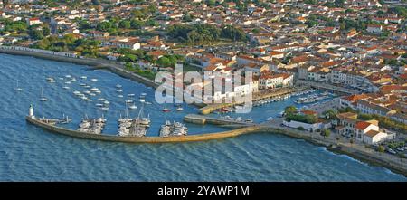 Departement Charente-Maritime, Dorf Ars-en-Ré und Hafen auf der Ile de Ré, aus der Vogelperspektive Stockfoto