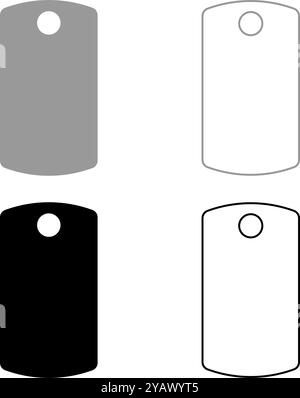 Hund Tag Militär Soldat Tiermarken für Kragen Set Symbol grau schwarz Farbe Vektor Illustration Bild einfache Vollfüllung Umriss Kontur Linie dünn Stock Vektor