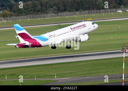 Düsseldorf, Deutschland. Oktober 2024. Ein Eurowings Airbus startet am Flughafen Düsseldorf, 15. Oktober 2024. Quelle: dpa/Alamy Live News Stockfoto