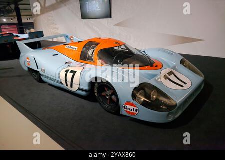 Die Dreiviertel-Vorderansicht eines Porsche 917 LH lief 1971 24 Stunden des Le Mans Race und stellte mehrere Geschwindigkeitsrekorde auf, erreichte aber nicht Stockfoto