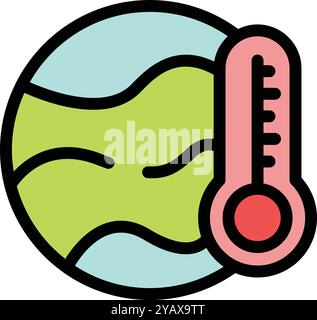 Einfaches farbenfrohes Symbol eines Thermometers, das einen Anstieg der globalen Temperatur anzeigt Stock Vektor