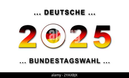 Bundestagswahl 2025 in deutschland - Grafik zur Wahl - 3D-Illustration Stockfoto