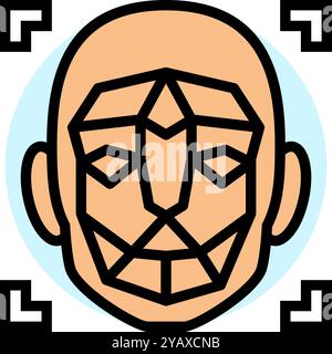 3D Gesichtsdarstellung Farbe Symbol Vektor Illustration Stock Vektor