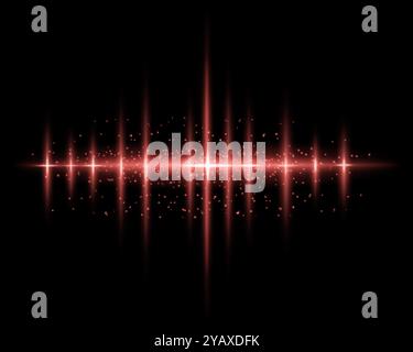 Strahlend rot leuchtendes Licht mit funkelnden Partikeln und Strahlen. Glitzerpartikel aus Feenstaub. Magisches Konzept. Reflexion hervorheben. Abstraktes fest Stock Vektor