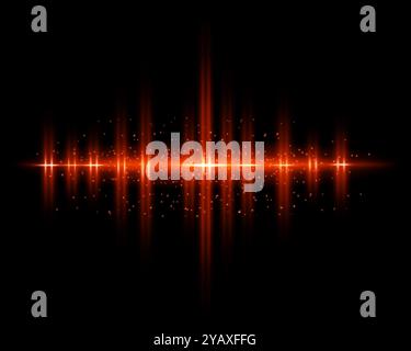 Strahlend rot leuchtendes Licht mit funkelnden Partikeln und Strahlen. Glitzerpartikel aus Feenstaub. Magisches Konzept. Reflexion hervorheben. Abstraktes fest Stock Vektor