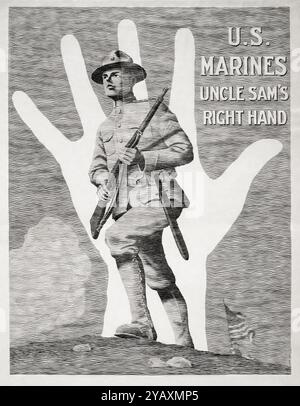 US-Marines, Uncle Sams rechte Hand, Amerikaner, USA, 1. Weltkrieg, Rekrutierungsplakat von R McBride, 1917-1919 Stockfoto