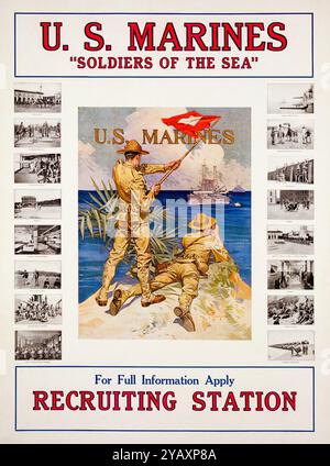 American, US, WW1, Rekrutierungsplakat, US Marines, Soldaten des Meeres von Joseph Christian Leyendecker, 1917-1919 Stockfoto