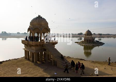 Indien, Rajasthan, Jaisalmer, Gadisar tank Stockfoto