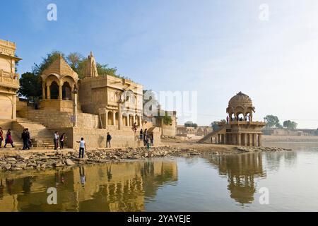 Indien, Rajasthan, Jaisalmer, Gadisar tank Stockfoto