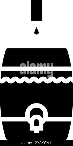 Regenfass Wassereinsparung Glyphe Symbol Vektor Illustration Stock Vektor