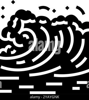 Tsunamiwelle Wetter natürliche Phänomene Glyphe Icon Vektor Illustration Stock Vektor