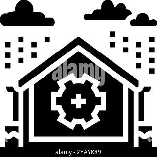 Regenwasser ernten Wasser sparen Glyphe Symbol Vektor Illustration Stock Vektor