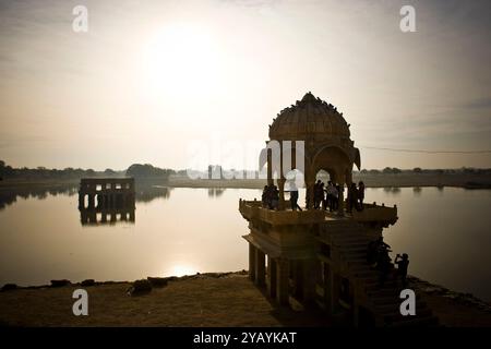 Indien, Rajasthan, Jaisalmer, Gadisar tank Stockfoto