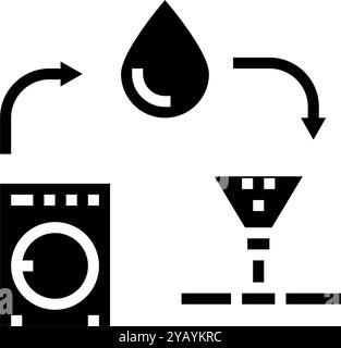 Grauwassersystem Wassereinsparung Glyphe Symbol Vektor-Illustration Stock Vektor