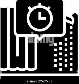 Kürzere Duschen Wassereinsparung Glyphe Symbol Vektor Illustration Stock Vektor