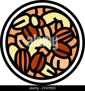 NUTS RAW Foodist Farbe Symbol Vektor Illustration Stock Vektor