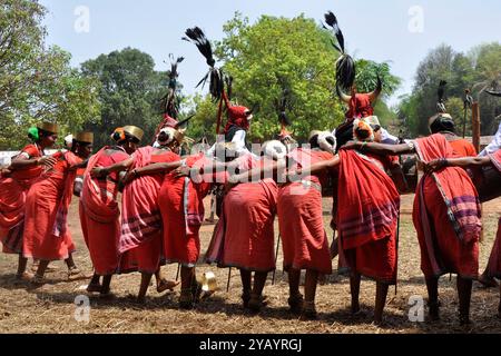 Indien, Orissa, Chhattisgarh, Muria, Bison Horn Stamm Stockfoto