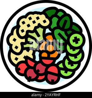 Frisches Gemüse rohe Foodist Farbe Symbol Vektor Illustration Stock Vektor