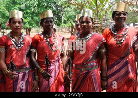 Indien, Orissa, Chhattisgarh, Muria, Bison Horn Stamm Stockfoto