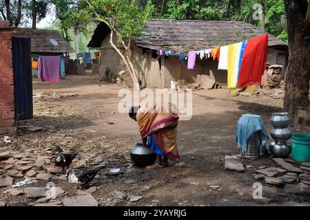 Indien, Orissa, Chhattisgarh, Muria, Bison Horn Stamm Stockfoto