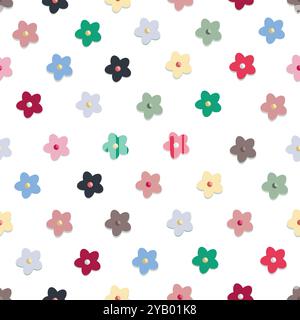 Farbenfrohe, süße Gänseblümchen, nahtloses Muster Stock Vektor
