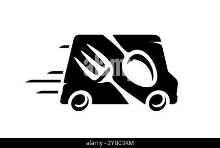 Symbol für die Lieferung von Lebensmitteln. Logo des Restaurantservice Stock Vektor