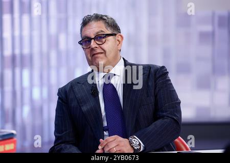 Roma, Italien. Oktober 2024. Giovanni Toti ex governatore della Liguria Trotrotz della trasmissione televisiva l'Aria che Tira Roma, Italia - Mercoledì 16 Ottobre 2024 - Cronaca - (Foto di Cecilia Fabiano/LaPresse) Giovanni Toti ehemaliger Gouverneur von Ligurien Gast im Fernsehprogramm l'Aria che Tira Rome, Italien - Dienstag, 16. Oktober 2024 - News - (Foto von Cecilia Fabiano/Laabiano Presse Stockfoto