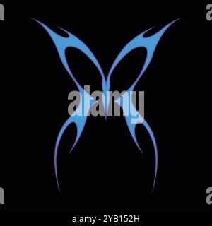 Neo Tribal y2k Tattoo im Gothic Style. Cyber-Siglismus-Herzdesign. Vektorabbildung. Stock Vektor