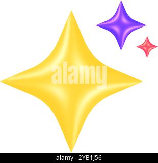 Helle, glänzende 3D-Sterne auf weißem Hintergrund. Vektorabbildung Stock Vektor
