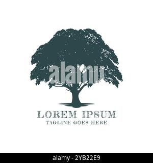 Baum des Lebens, Eiche Banyan Ahornbaum Silhouette Illustration Design Vektor Stock Vektor