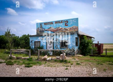 Wasserloch Nr. 2, Texola, Oaklahoma. Stockfoto