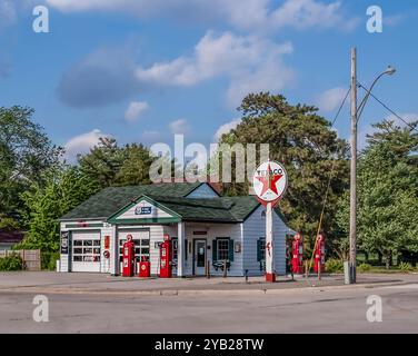 Ambler's Texola Tankstelle in Illinois ist Teil des Programms zur Erhaltung der Route 66 des National Park Service. Stockfoto