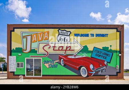 Café-Bar an der Route 66 in Dwight, Illinois. Nicht mehr da. Stockfoto