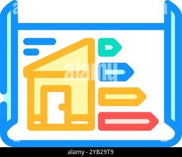 Energieeffizientes Gebäude Design Farbe Symbol Vektor Illustration Stock Vektor