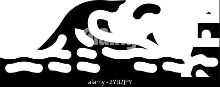 Tsunamiwelle natürliche Phänomene Glyphe Icon Vektor Illustration Stock Vektor