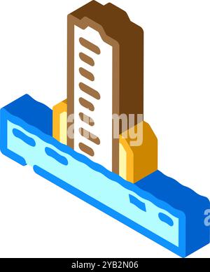 Isometrische Isometrie-Symbol-Vektorillustration für Überschwemmungsanzeige Stock Vektor