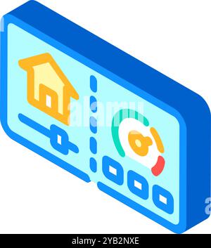 Isometrische Symbolvektorgrafik des Heimmonitors zur Energieeinsparung Stock Vektor