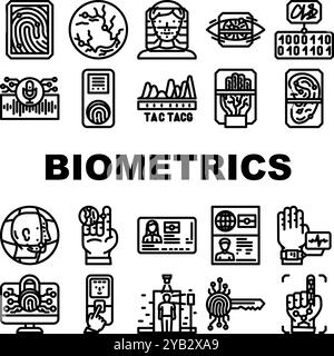 Biometrics Authentication Scan-Symbole legen den Vektor fest Stock Vektor