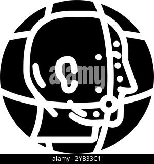 3D Gesichtsdarstellung Glyphe Symbol Vektor Illustration Stock Vektor