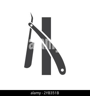 Letter I Salon Logo-Konzept mit Rasiermesser-Symbol Stock Vektor