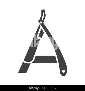 Letter A Salon Logo Konzept mit Rasiermesser Symbol Stock Vektor