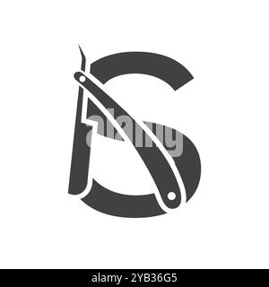 Letter S Salon Logo-Konzept mit Rasiermesser-Symbol Stock Vektor