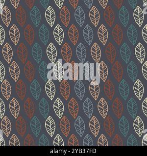 Farbenfrohes, herbstliches Blattmuster mit Doodle. Nahtloses Thanksgiving-Muster im Herbst Stock Vektor