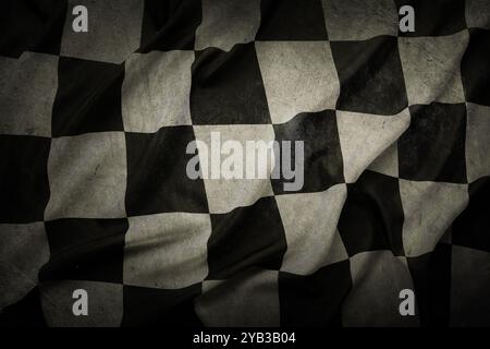 Grunge kariert schwarz / weiß Rennflagge Stockfoto