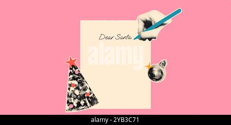 Weihnachten Halbton Kunst Collage Fahne Vektor Illustration Stock Vektor