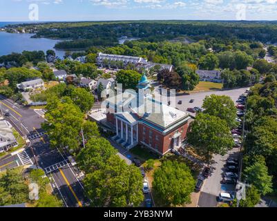 Hull Town Hall aus der Vogelperspektive auf der Atlantic Avenue im Atlantic District im historischen Stadtzentrum von Hull, Massachusetts MA, USA. Stockfoto