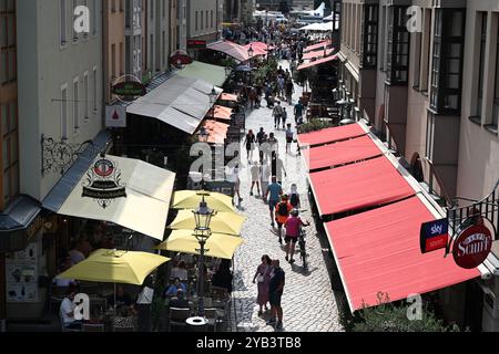 Dresden, Deutschland- 30. August 2024: Touristen im Zentrum der Stadt Dresden. Stockfoto