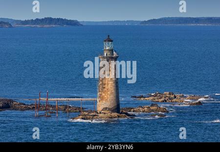 RAM Island Ledge, Lighthouse, Portland, Maine, USA Stockfoto