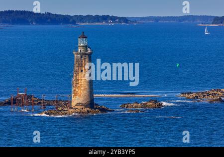 RAM Island Ledge, Lighthouse, Portland, Maine, USA Stockfoto