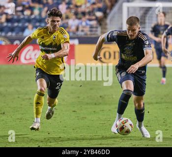 CHESTER, PA, USA - 28. AUGUST 2024: MLS-Spiel zwischen Philadelphia Union und Columbus Crew im Subaru Park. ***NUR REDAKTIONELLE VERWENDUNG*** Stockfoto